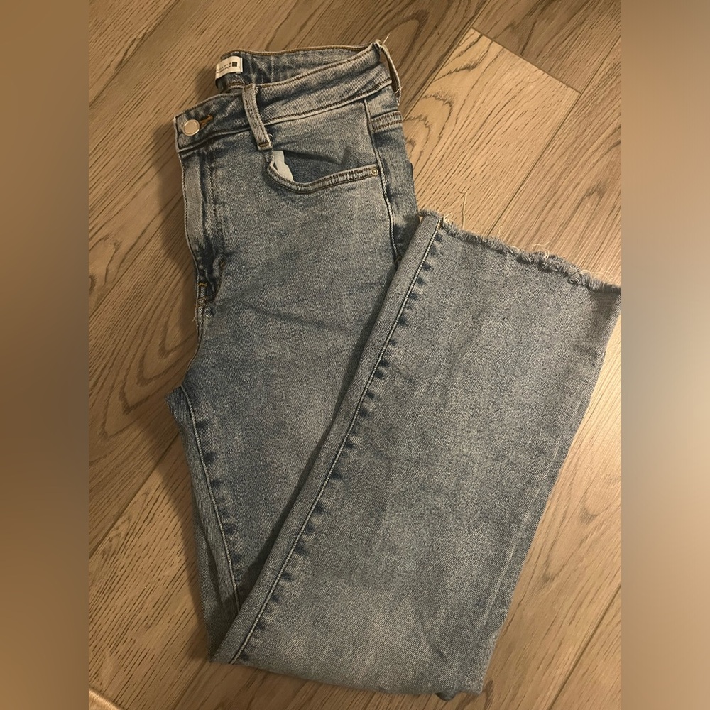 Zara Light Blue Denim Cropped Flare